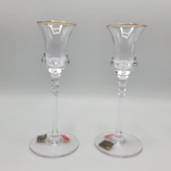 Mikasa Austria Sonata Candleholder Candlestick Holders Crystal Gold Trim 2-Piece - Picture 4 of 9